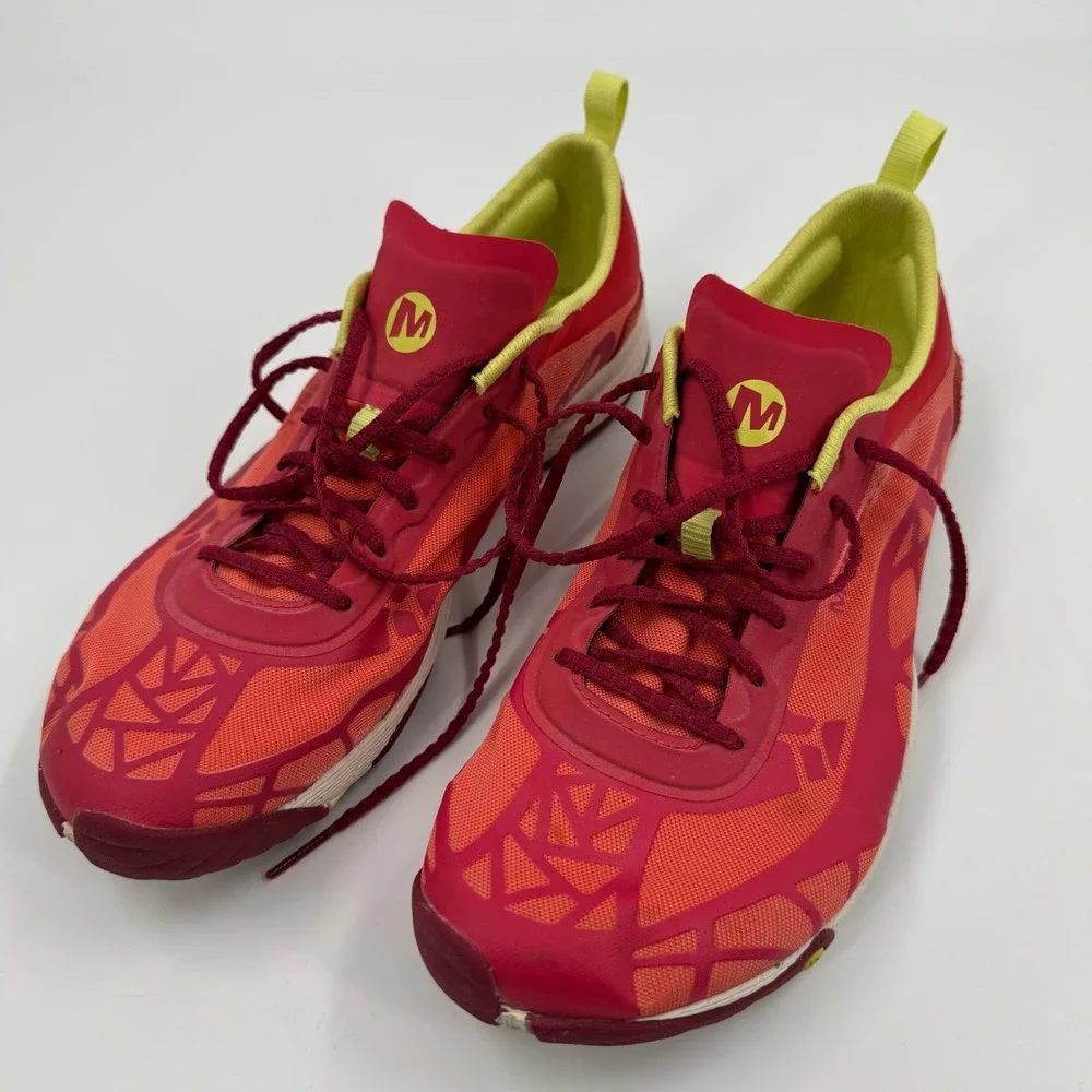 Merrell Geranium Trail Running Shoes Womens Size 10.5 Red Yellow Sneakers J21654